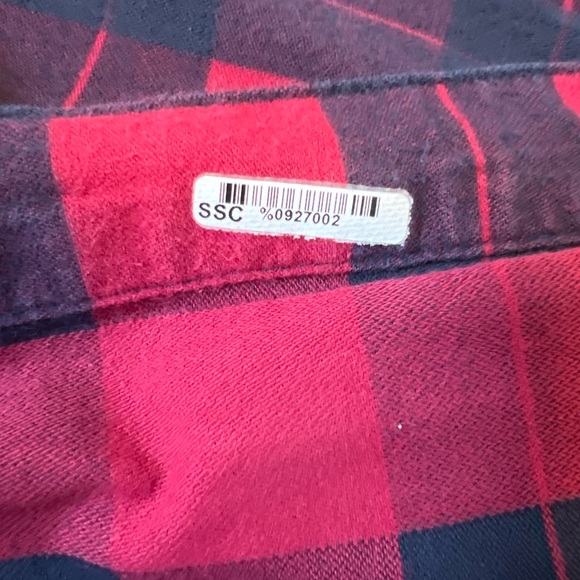 ATM Anthony Thomas Melillo Plaid Flannel Long Sleeve Shirt In Red Black XSmall - Picture 8 of 9